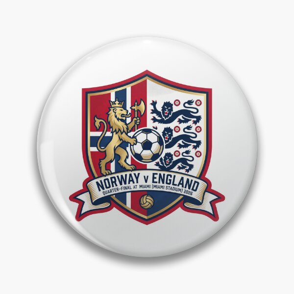 Item preview, Norway England Football Match Crest Athletic Design designed and sold by Pride Emblem Prints.