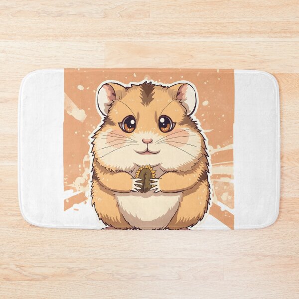 Item preview, Cute Kawaii Hamster Sticker | Adorable Fluffy Hamster Holding Sunflower Seed Cartoon designed and sold by dreamz-world.