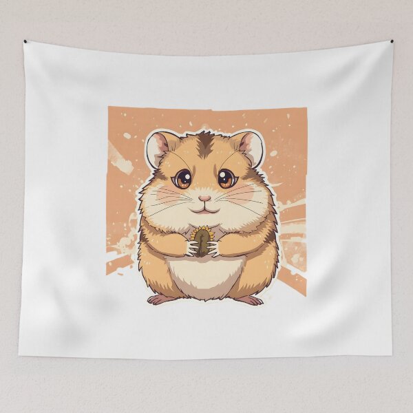 Item preview, Cute Kawaii Hamster Sticker | Adorable Fluffy Hamster Holding Sunflower Seed Cartoon designed and sold by dreamz-world.