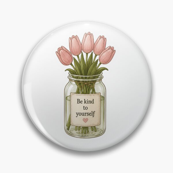 Item preview, Be Kind to Yourself Tulip Jar Sticker | Cottagecore Floral Aesthetic designed and sold by PopStickerLab22.