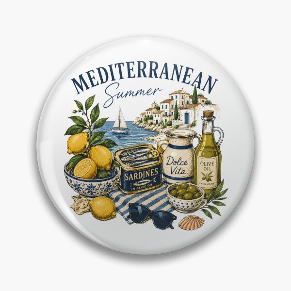 Item preview, Mediterranean Summer Dolce Vita Sardines Olive Oil Lemon Coastal Italian Art  designed and sold by Artycom.