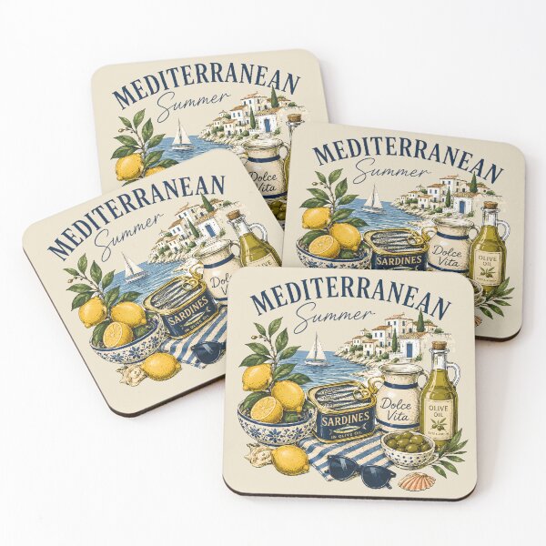 Item preview, Mediterranean Summer Dolce Vita Sardines Olive Oil Lemon Coastal Italian Art  designed and sold by Artycom.