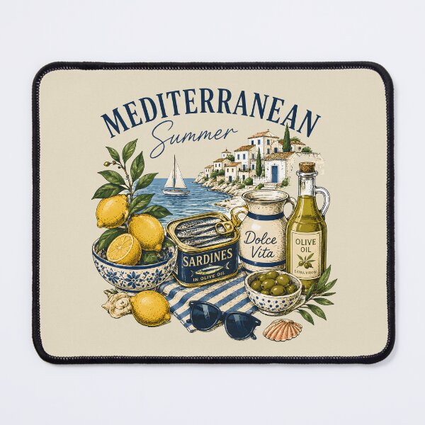 Item preview, Mediterranean Summer Dolce Vita Sardines Olive Oil Lemon Coastal Italian Art designed and sold by Artycom.