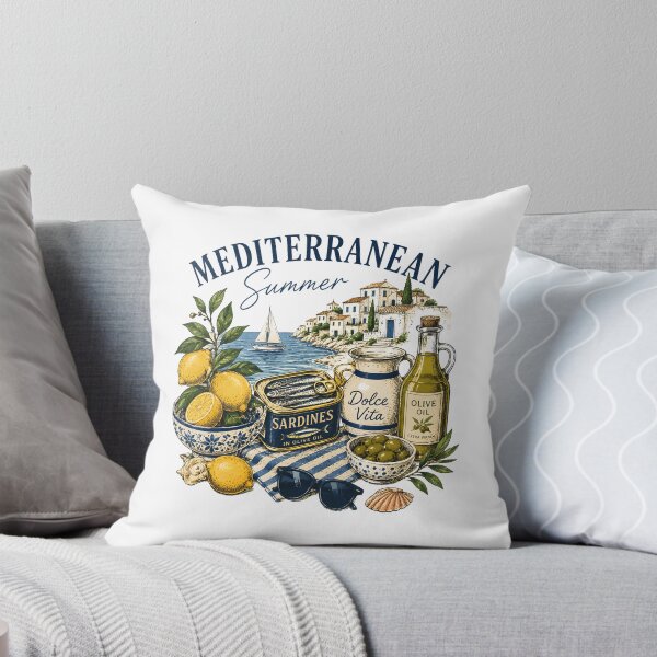 Item preview, Mediterranean Summer Dolce Vita Sardines Olive Oil Lemon Coastal Italian Art  designed and sold by Artycom.