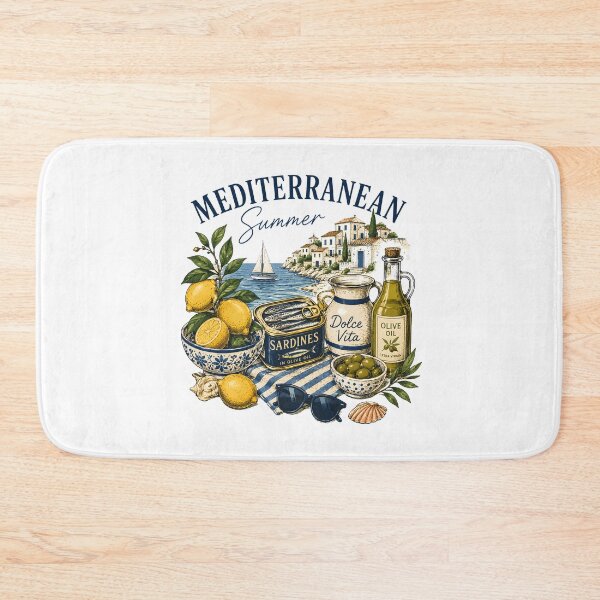Item preview, Mediterranean Summer Dolce Vita Sardines Olive Oil Lemon Coastal Italian Art  designed and sold by Artycom.