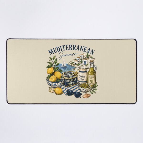 Item preview, Mediterranean Summer Dolce Vita Sardines Olive Oil Lemon Coastal Italian Art designed and sold by Artycom.