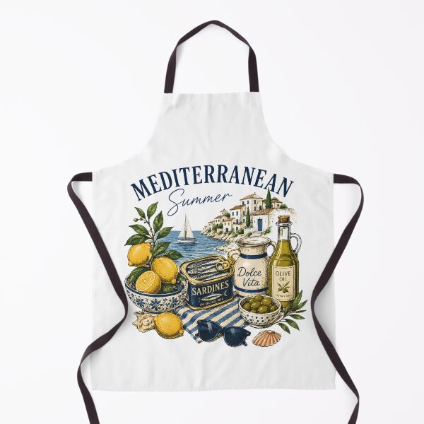 Item preview, Mediterranean Summer Dolce Vita Sardines Olive Oil Lemon Coastal Italian Art designed and sold by Artycom.