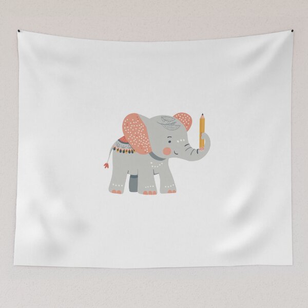 Item preview, Scandinavian Folk Art, Elephant Holding a Pencil designed and sold by xiao xuans.