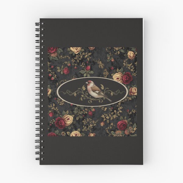 Item preview, Victorian Finch on Floral Background | Elegant Gold Filigree Bird Art designed and sold by FogandFinch.