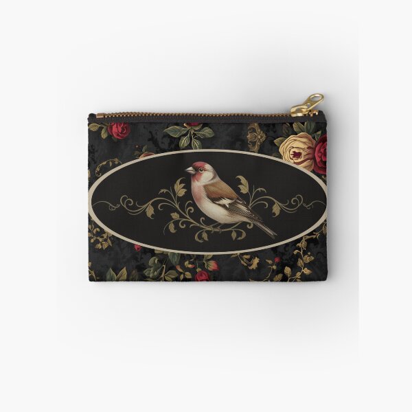 Item preview, Victorian Finch on Floral Background | Elegant Gold Filigree Bird Art designed and sold by FogandFinch.