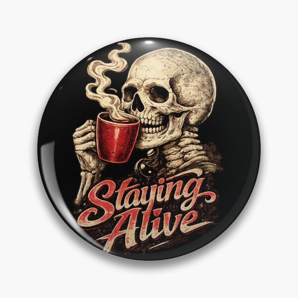 Item preview, Staying Alive Skeleton Coffee Lover | Funny Halloween Vintage T-Shirt designed and sold by HectorStore11.