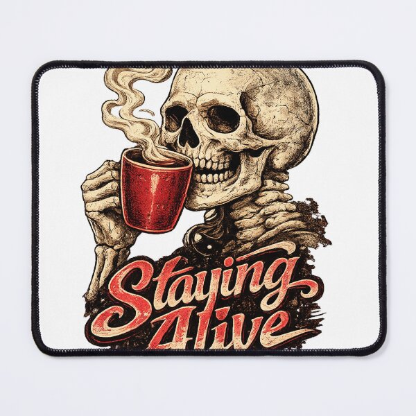 Item preview, Staying Alive Skeleton Coffee Lover | Funny Halloween Vintage T-Shirt designed and sold by HectorStore11.