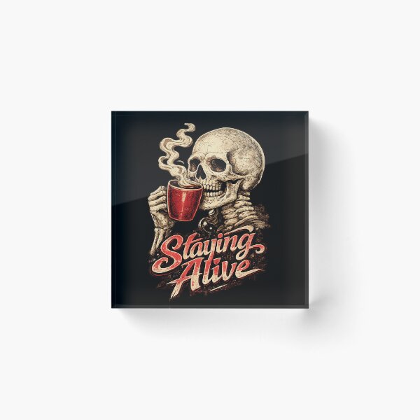 Item preview, Staying Alive Skeleton Coffee Lover | Funny Halloween Vintage T-Shirt designed and sold by HectorStore11.