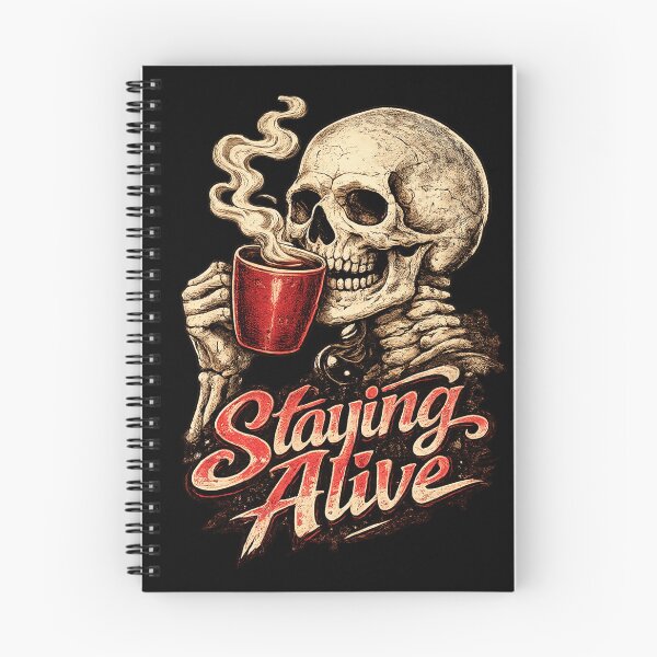 Item preview, Staying Alive Skeleton Coffee Lover | Funny Halloween Vintage T-Shirt designed and sold by HectorStore11.