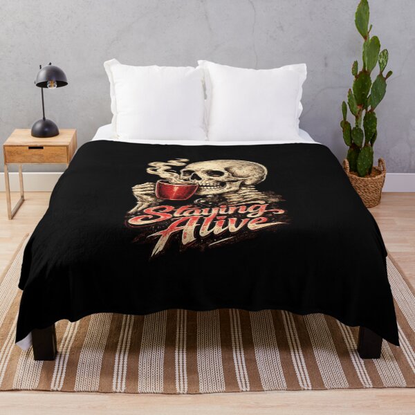 Item preview, Staying Alive Skeleton Coffee Lover | Funny Halloween Vintage T-Shirt designed and sold by HectorStore11.