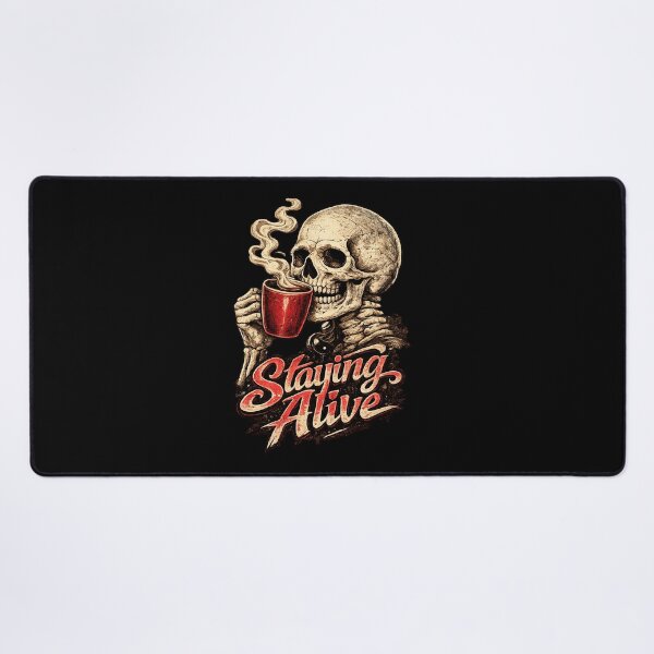 Item preview, Staying Alive Skeleton Coffee Lover | Funny Halloween Vintage T-Shirt designed and sold by HectorStore11.