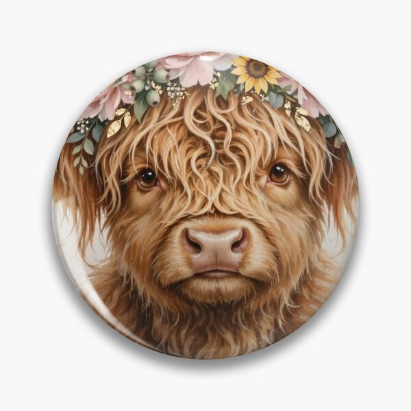 Item preview, Highland Cow Canvas Wall Art | Floral Crown Peony Sunflower Gold | Boho Farmhouse Decor designed and sold by Donartpictures.