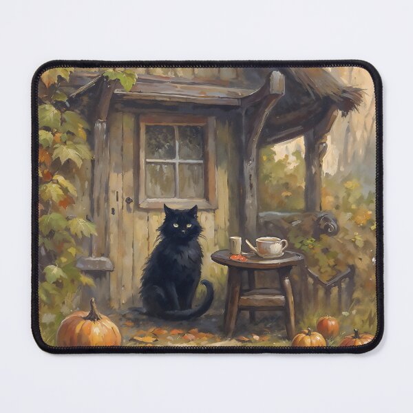 Item preview, Cottagecore Black Cat Autumn Pumpkin Witchy Art designed and sold by DarkHolyQueen.