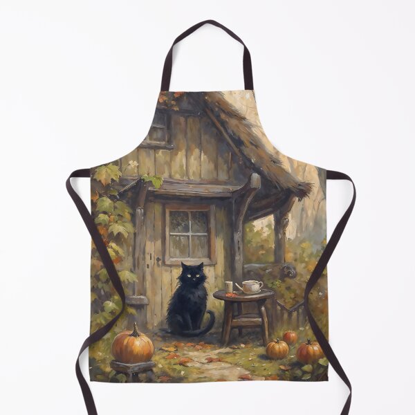 Item preview, Cottagecore Black Cat Autumn Pumpkin Witchy Art designed and sold by DarkHolyQueen.