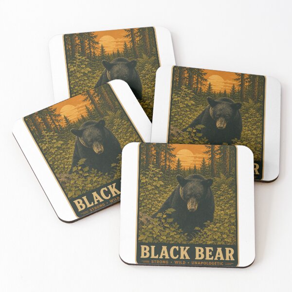Item preview, Vintage Black Bear Forest Sunset designed and sold by TheFableFoxStudio.