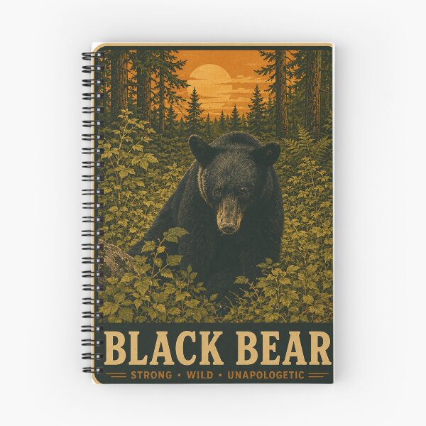 Item preview, Vintage Black Bear Forest Sunset designed and sold by TheFableFoxStudio.