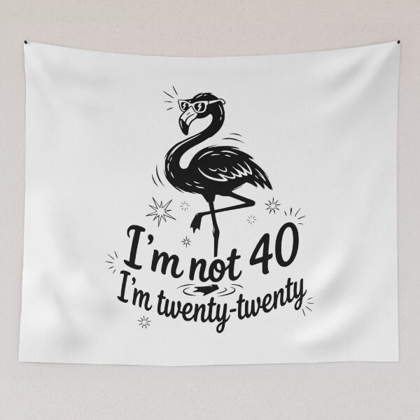 Item preview, Im Not 40 Im Twenty Twenty Funny Flamingo Stickers designed and sold by AsturShop.