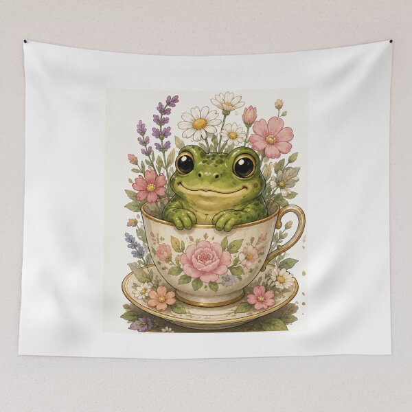 Item preview, Cute Frog Sitting in Floral Teacup designed and sold by AtlasPixel.