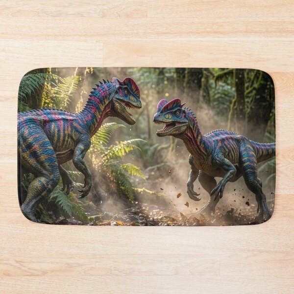 Item preview, Two Dilophsauruses Fight in a Primordial Forest designed and sold by Tridentulus.
