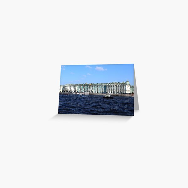 The facade of the Winter Palace. Embankment of the Neva River. Hermitage Museum. St. Petersburg. Greeting Card