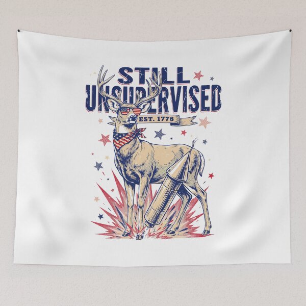 Item preview,  Still Unsupervised Patriotic Deer Rocket Est 1776 Tee designed and sold by DarylWelsh2024.