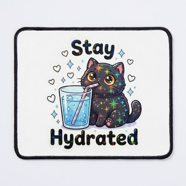 Item preview, Stay Hydrated Cute Black Cat designed and sold by raedattia.