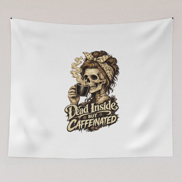 Item preview, Dead Inside But Caffeinated Skeleton Coffee Vintage Halloween Shirt designed and sold by HectorStore11.