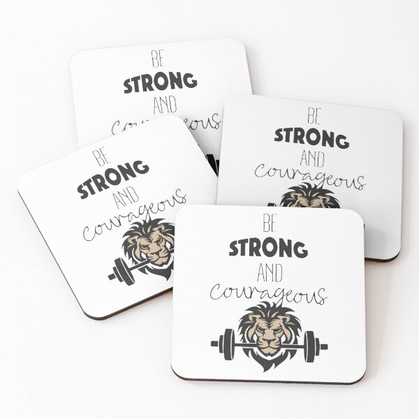 Item preview, Lion Lifting Barbell Be Strong and Courageous Motivational Quote designed and sold by akiyatikah.