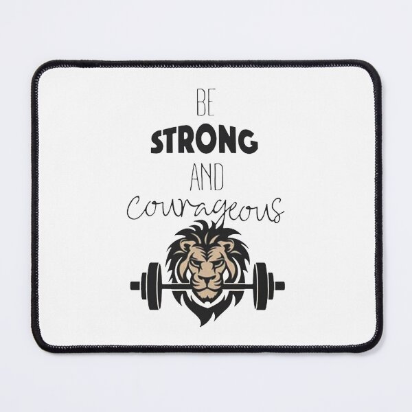 Item preview, Lion Lifting Barbell Be Strong and Courageous Motivational Quote designed and sold by akiyatikah.