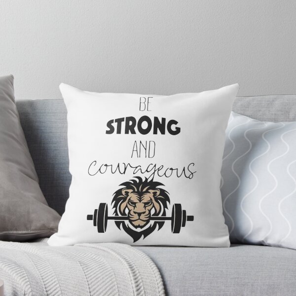Item preview, Lion Lifting Barbell Be Strong and Courageous Motivational Quote designed and sold by akiyatikah.