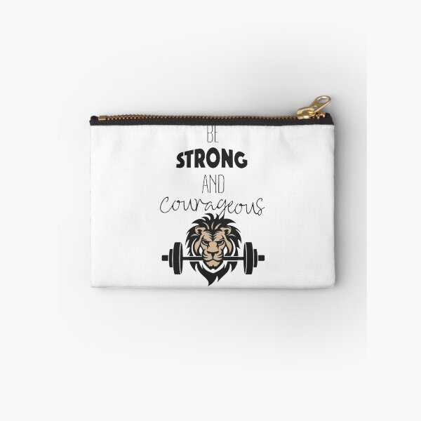 Item preview, Lion Lifting Barbell Be Strong and Courageous Motivational Quote designed and sold by akiyatikah.