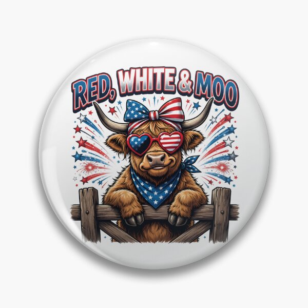 Item preview, Red White Moo Patriotic Highland Cow designed and sold by TshirtsOnline-.