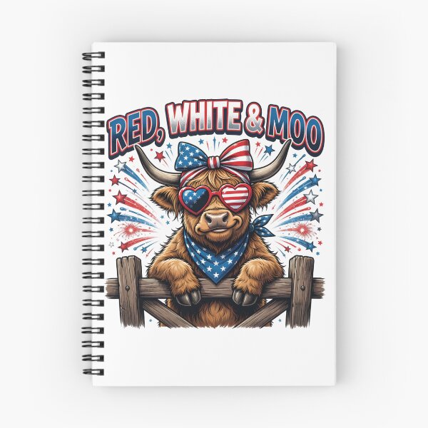 Item preview, Red White Moo Patriotic Highland Cow designed and sold by TshirtsOnline-.