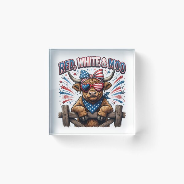Item preview, Red White Moo Patriotic Highland Cow designed and sold by TshirtsOnline-.