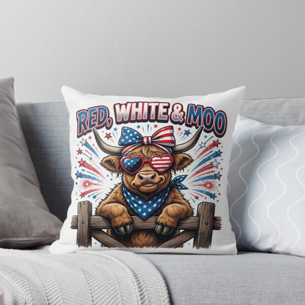 Item preview, Red White Moo Patriotic Highland Cow designed and sold by TshirtsOnline-.