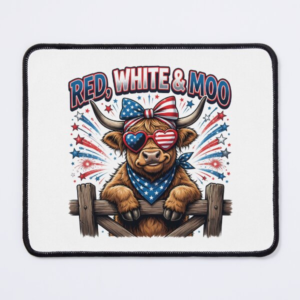 Item preview, Red White Moo Patriotic Highland Cow designed and sold by TshirtsOnline-.