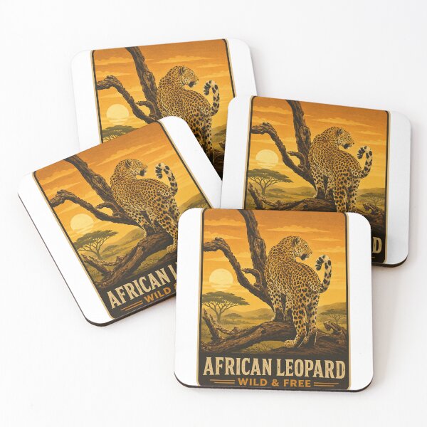 Item preview, Vintage African Leopard Safari Sunset designed and sold by TheFableFoxStudio.