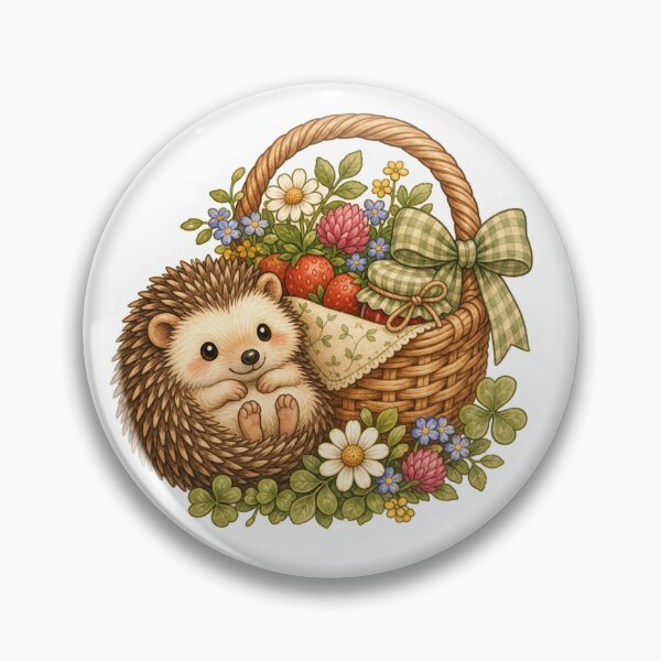 Item preview, Hedgehog With Wildflower Picnic Basket designed and sold by The-Art-of-D.