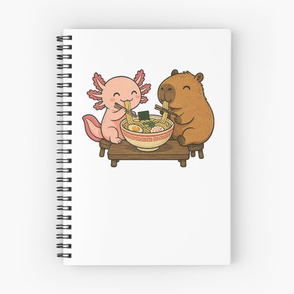 Item preview, Cute Axolotl Capybara Ramen Friends Vintage Cartoon designed and sold by Moizento.