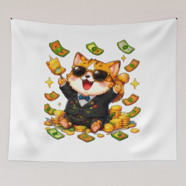 Item preview, Rich Kawaii Cat With Money designed and sold by DailyDoodlesBySumbul.