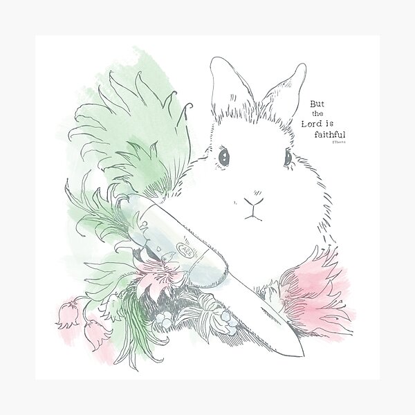 Item preview, Bunny But the Lord is faithful water colour designed and sold by Hephzibahlove.
