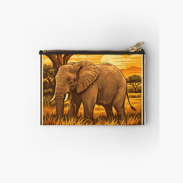 Item preview, Vintage African Elephant Safari Sunset designed and sold by TheFableFoxStudio.