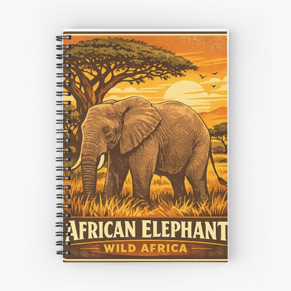 Item preview, Vintage African Elephant Safari Sunset designed and sold by TheFableFoxStudio.