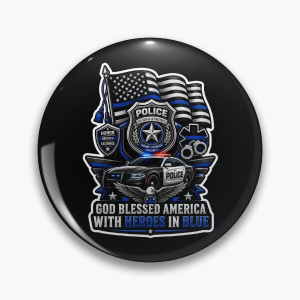 Item preview, God Blessed America Heroes In Blue Police Support Christian Gift designed and sold by ConCeptGifts.