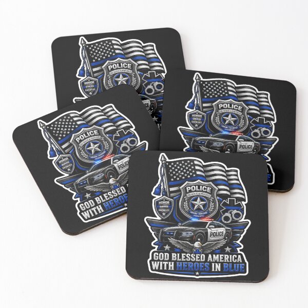 Item preview, God Blessed America Heroes In Blue Police Support Christian Gift designed and sold by ConCeptGifts.